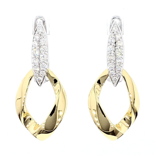 Natural White Round Diamond 0.37 Carat TW Gold Dangle Earrings