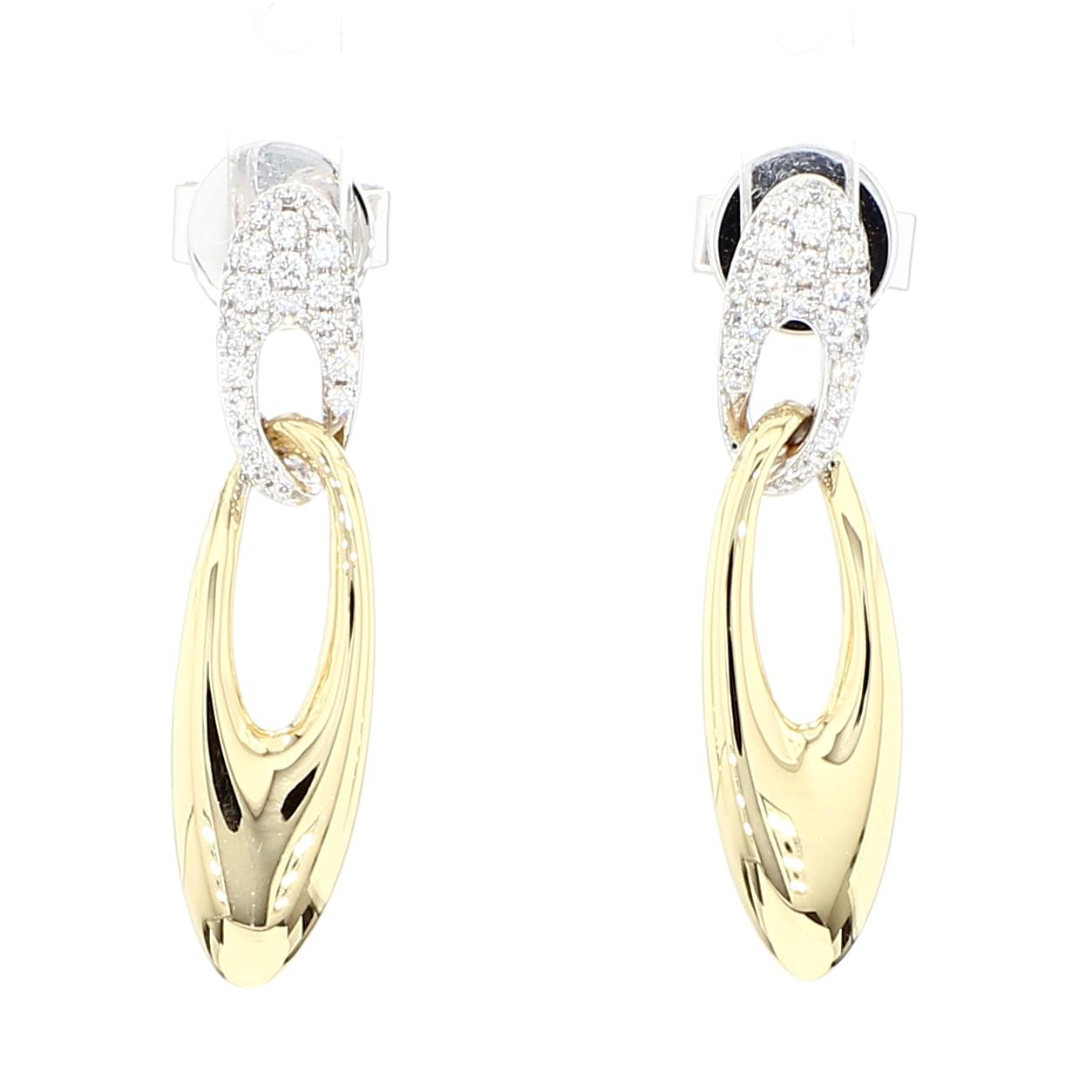Natural White Round Diamond 0.23 Carat TW Gold Dangle Earrings