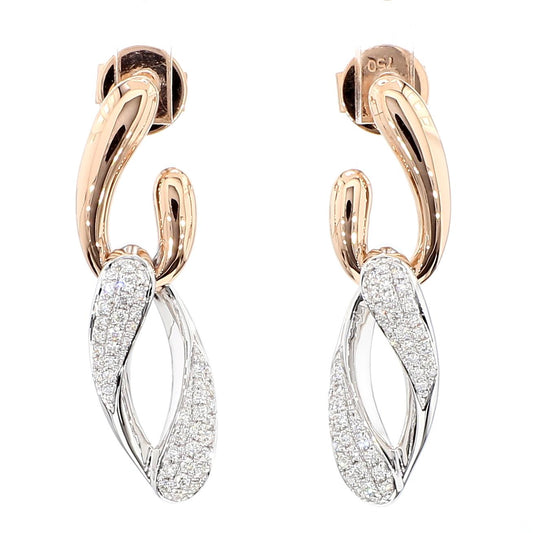 Natural White Round Diamond 0.33 Carat TW Rose Gold Dangle Earrings