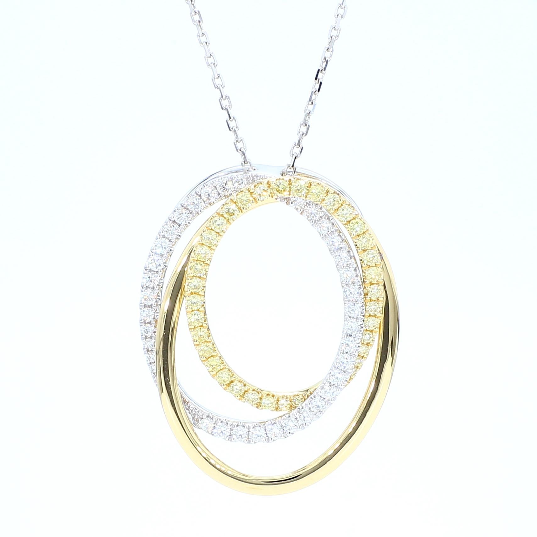 Natural Yellow Round Diamond .70 Carat TW Gold Drop Pendant