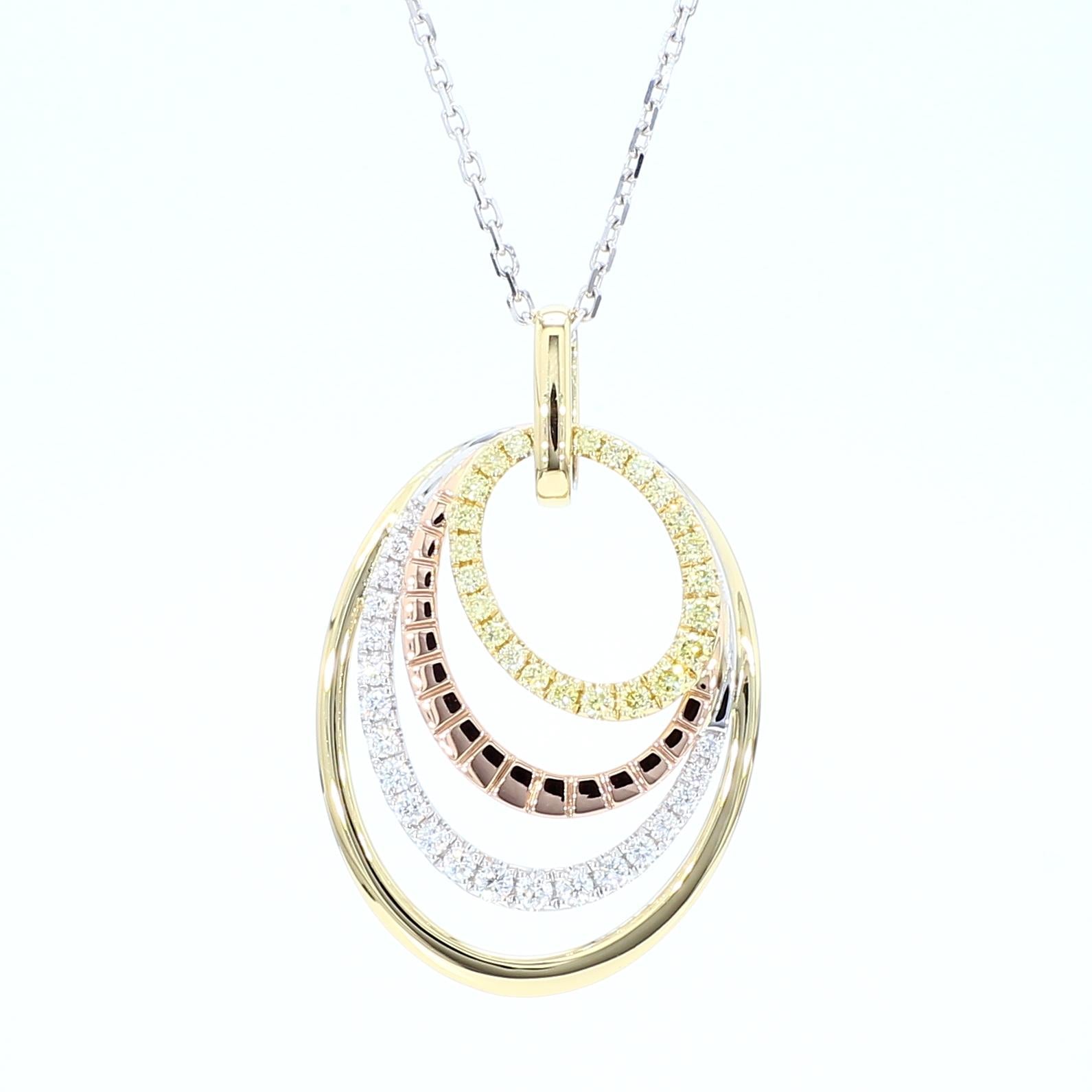 Natural Yellow Round Diamond .28 Carat TW Gold Drop Pendant