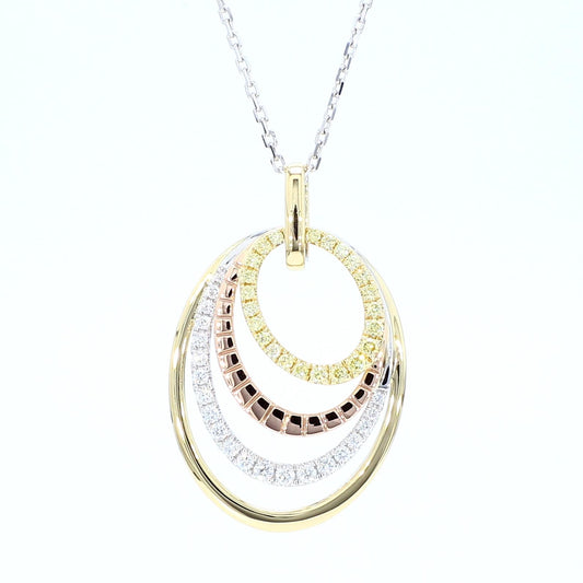 Natural Yellow Round Diamond .28 Carat TW Gold Drop Pendant