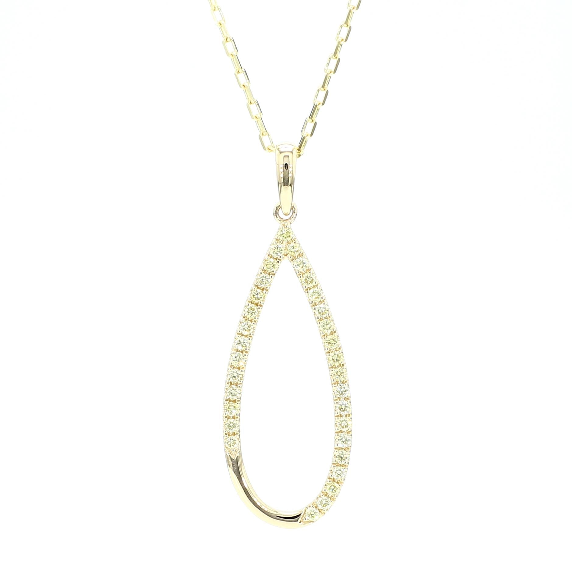 Natural Yellow Round Diamond .28 Carat TW Gold Drop Pendant