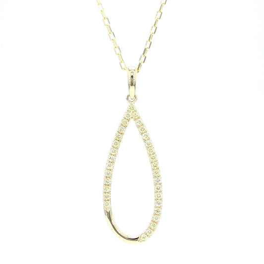 Natural Yellow Round Diamond .28 Carat TW Gold Drop Pendant