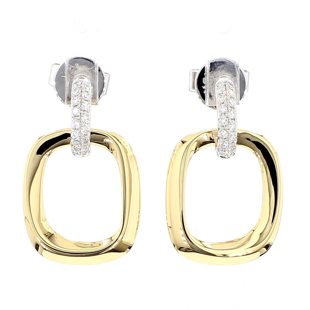 Natural White Round Diamond 0.21 Carat TW Yellow Gold Drop Earrings