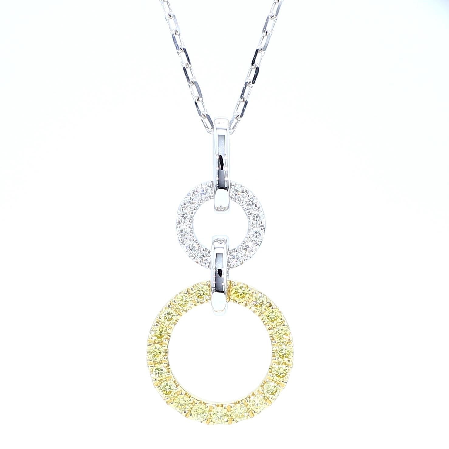 Natural Yellow Round Diamond .33 Carat TW Gold Drop Pendant