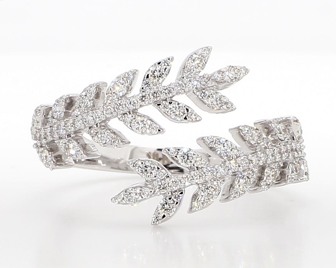 Natural White Round Diamond 0.61 Carat TW Gold Ring