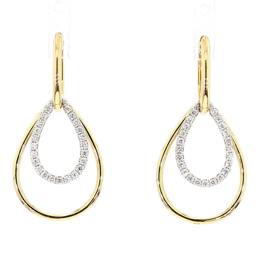 Natural White Round Diamond 0.35 Carat TW Gold Earrings