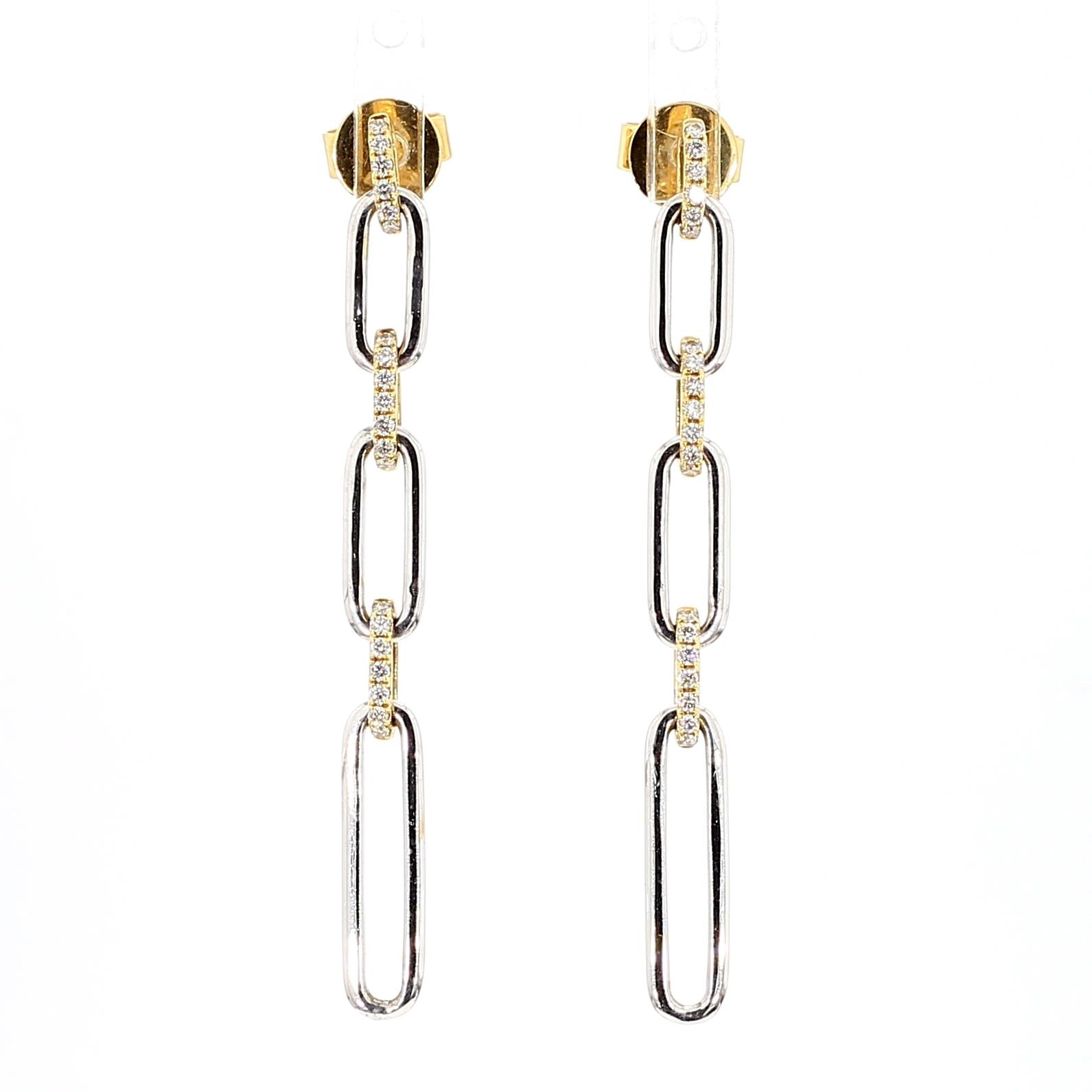 Natural White Round Diamond 0.21 Carat TW Gold Earrings
