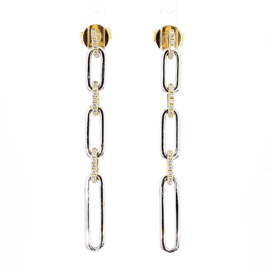 Natural White Round Diamond 0.21 Carat TW Gold Earrings