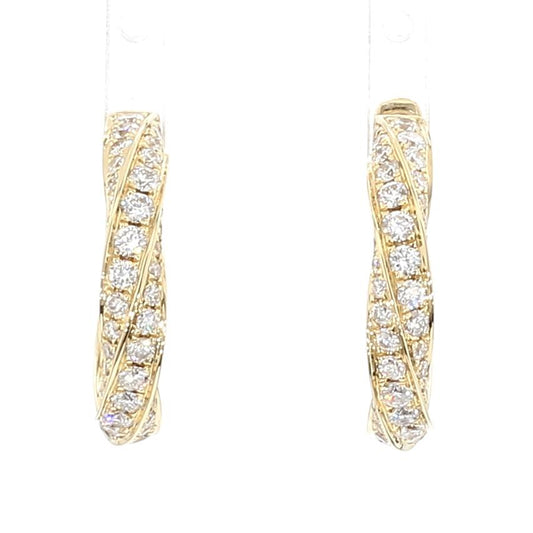 Natural White Round Diamond 2.01 Carat TW Gold Earrings