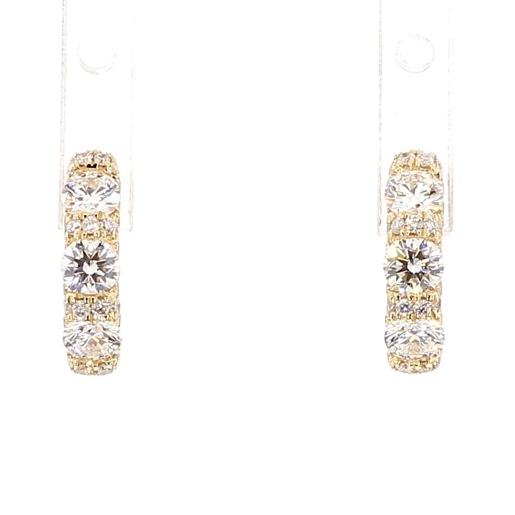Natural White Round Diamond 0.85 Carat TW Gold Earrings
