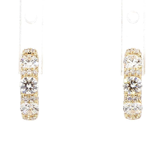 Natural White Round Diamond 0.85 Carat TW Gold Earrings