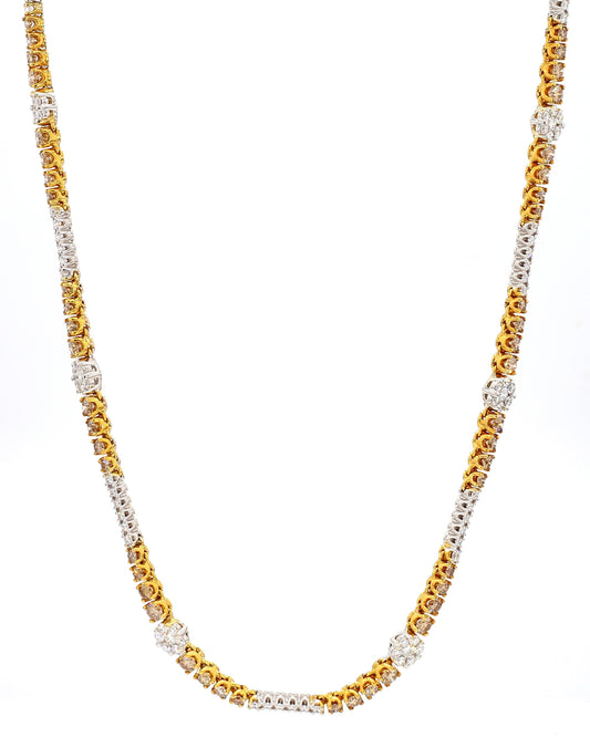 Natural Brown Round Diamond 8.18 Carat TW Gold Necklace