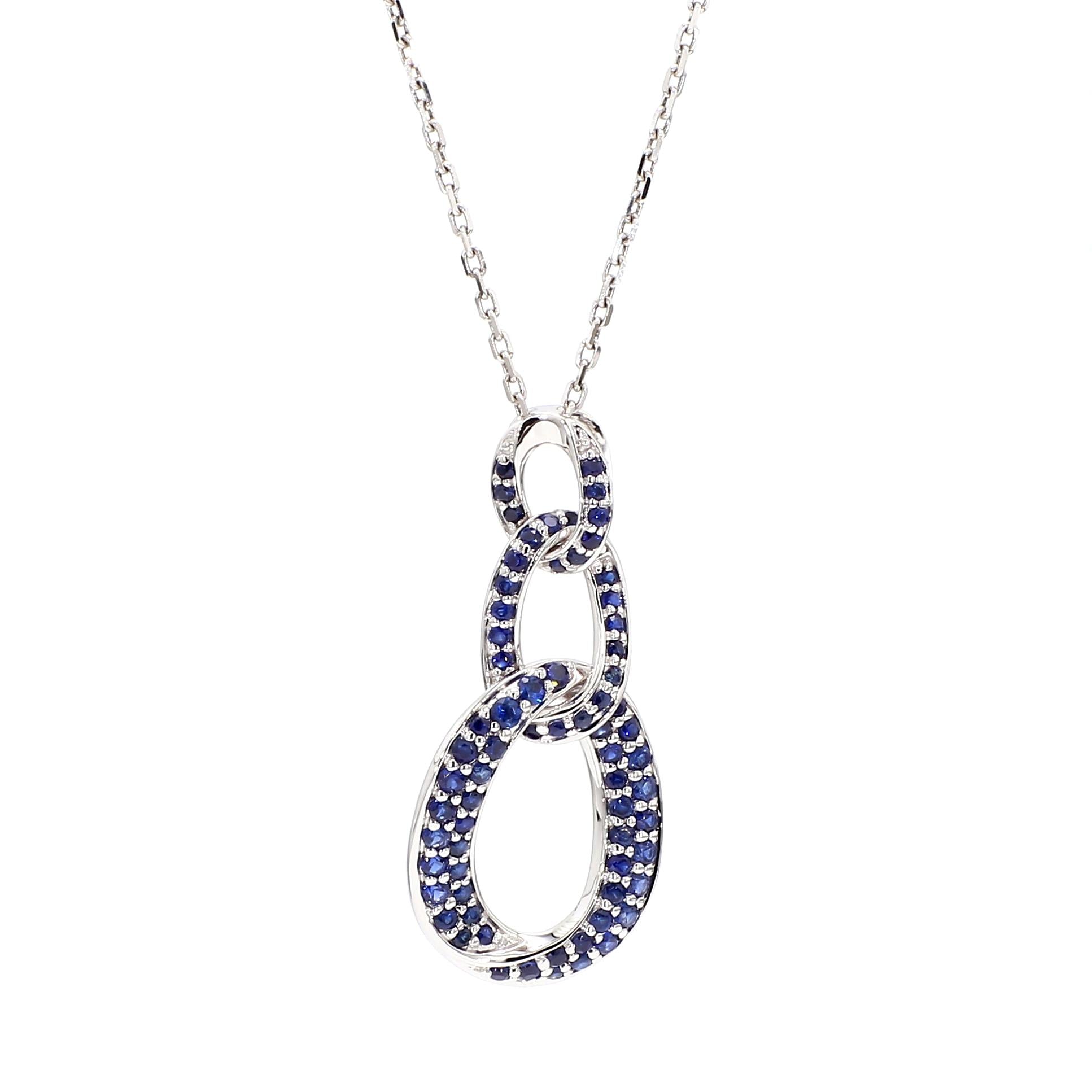 Natural Blue Round Sapphire 0.51 Carat TW Gold Pendant