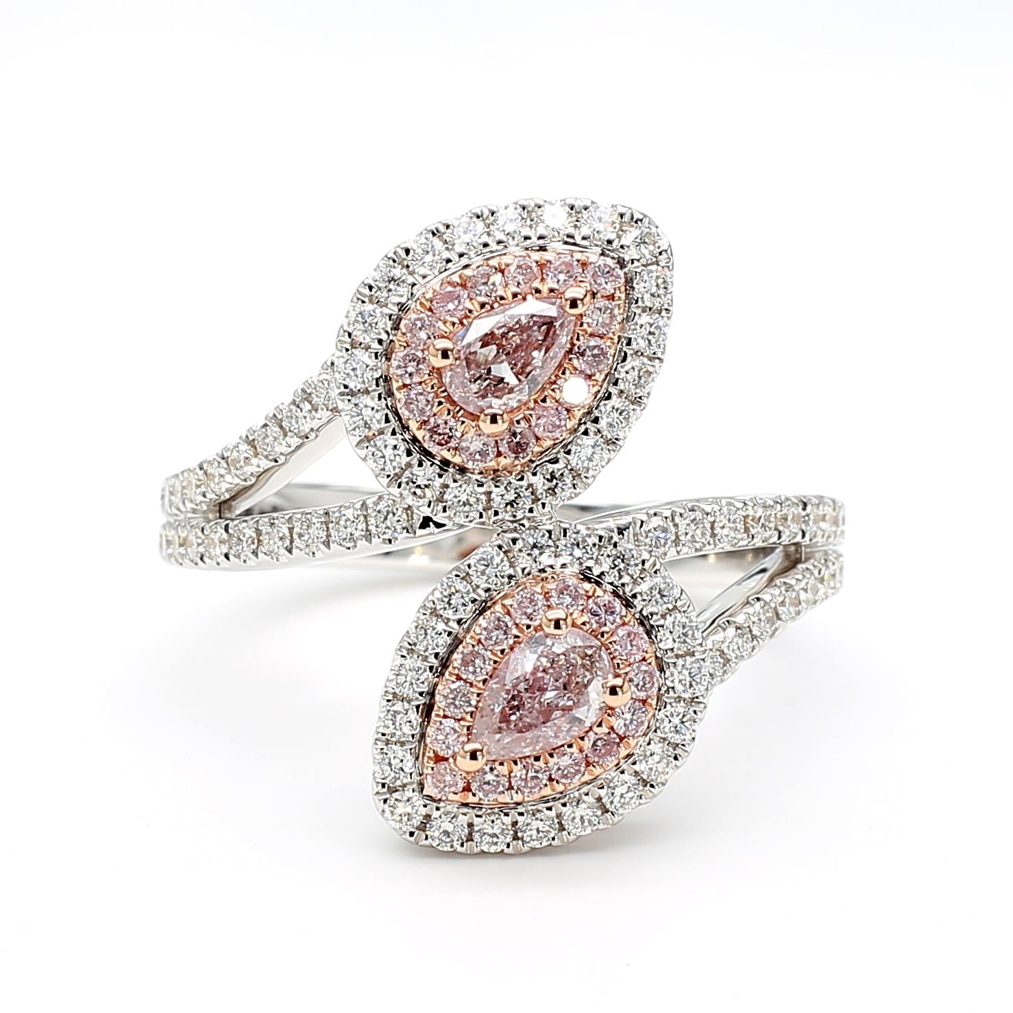 GIA Certified Natural Light Pink Pear Diamond 1.05 Carat TW Gold Ring