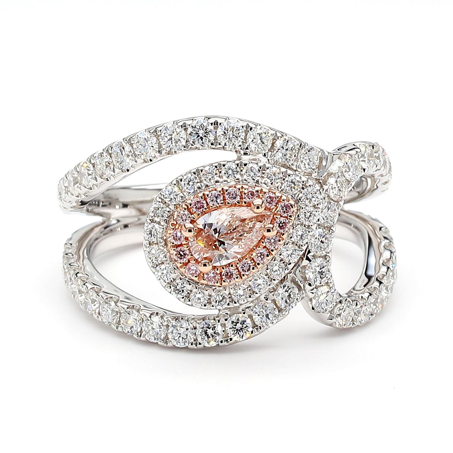 GIA Certified Natural Light Pinkish Brown Pear Diamond 1.25 Carat TW Gold Ring
