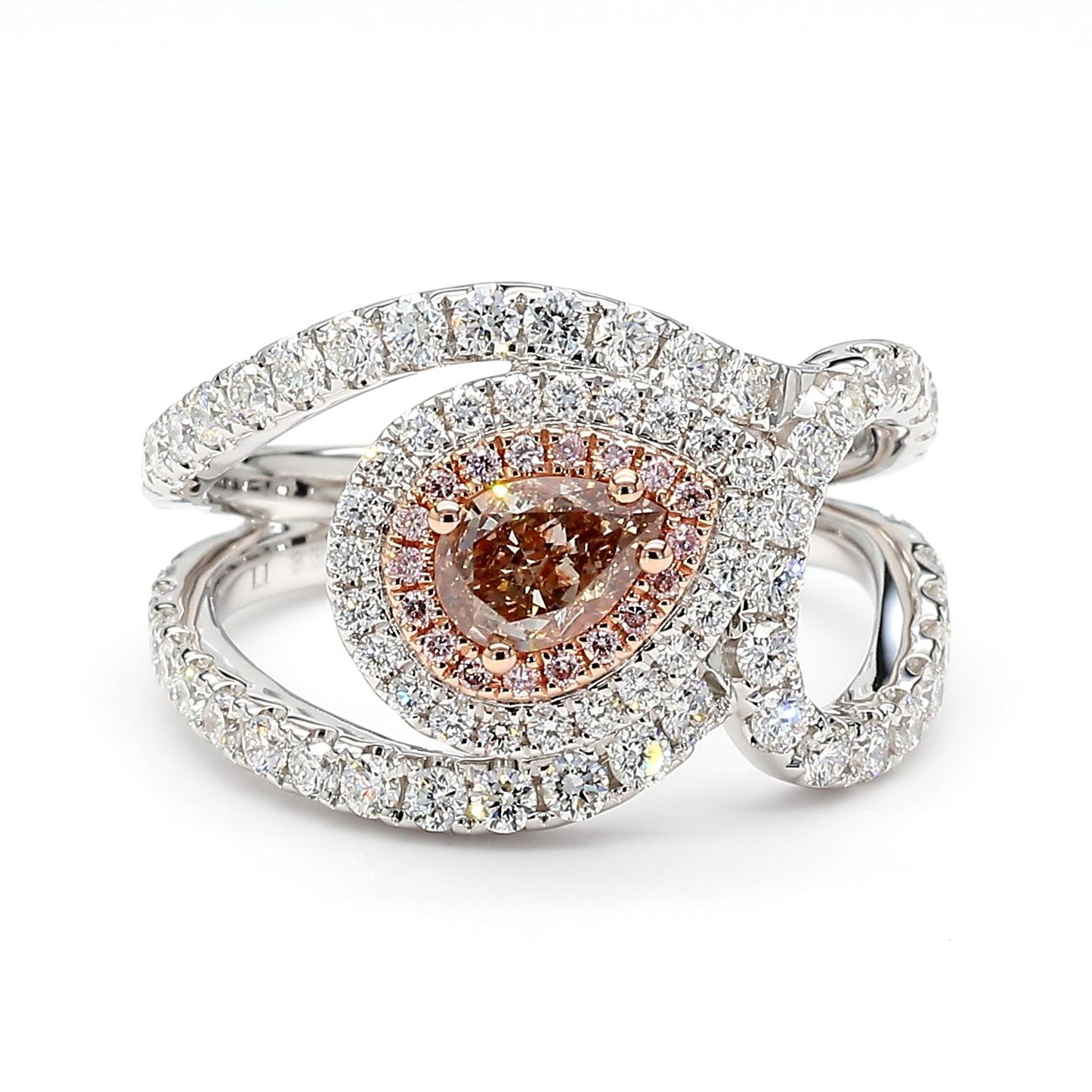 GIA Certified Natural Fancy Brown Pear Diamond 1.47 Carat TW Gold Ring