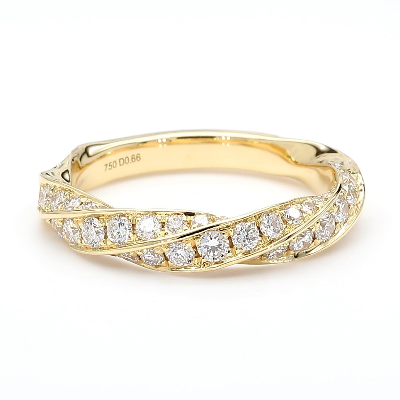 Natural White Round Diamond 0.66 Carat TW Gold Ring