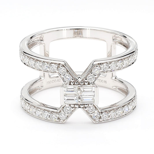 Natural White Baguette Diamond 0.58 Carat TW Gold Ring