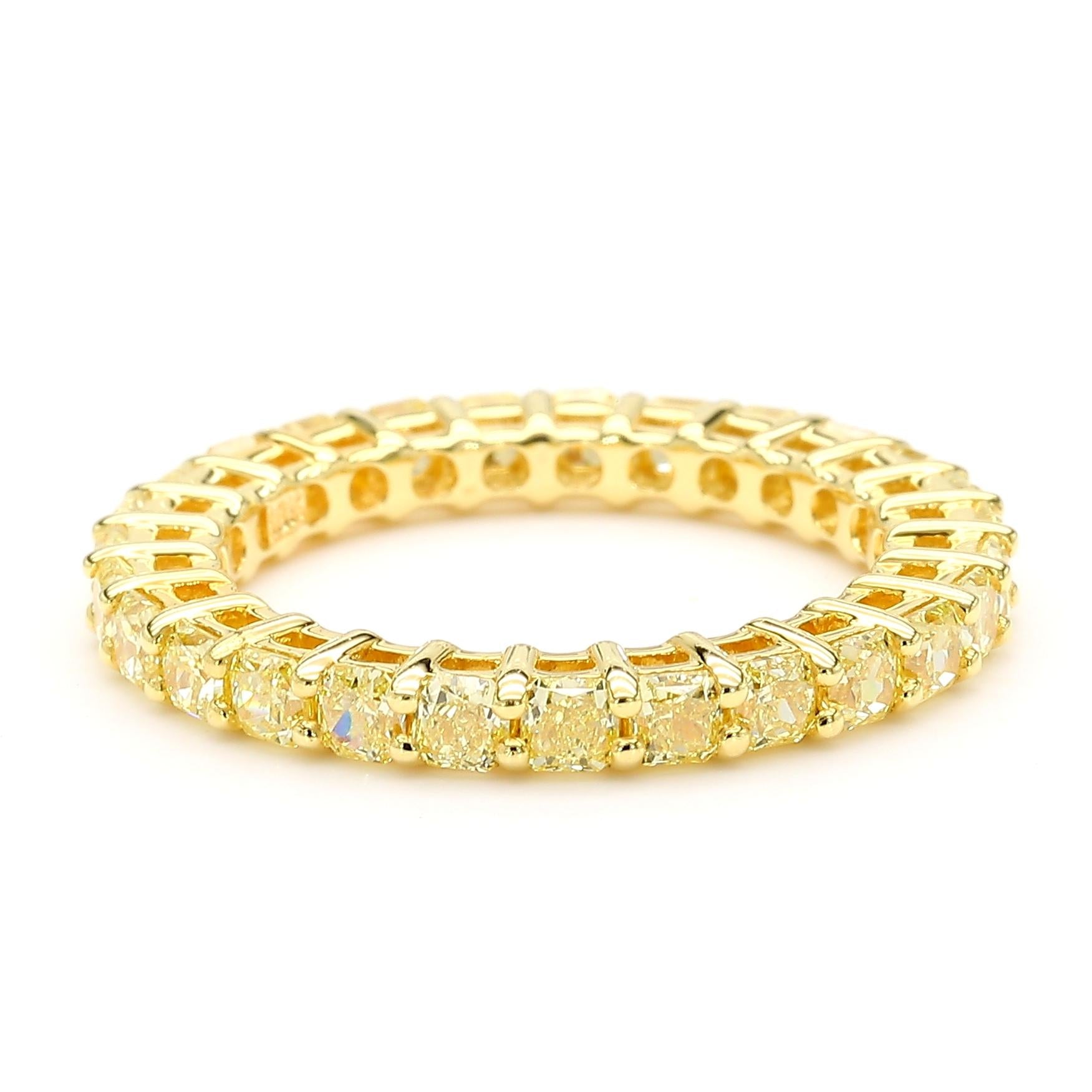 Natural Yellow Radiant Diamond 2.17 Carat TW Gold Wedding Band