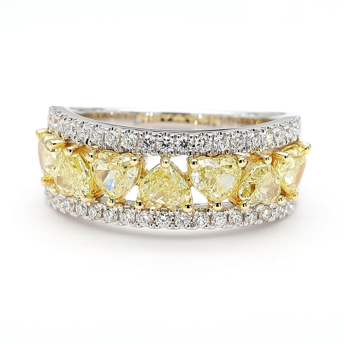 Natural Yellow Heart Diamond 2.01 Carat TW Gold Cocktail Ring