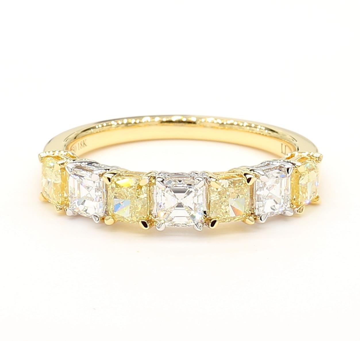 Natural Yellow Cushion Diamond 1.54 Carat TW Gold Cocktail Band