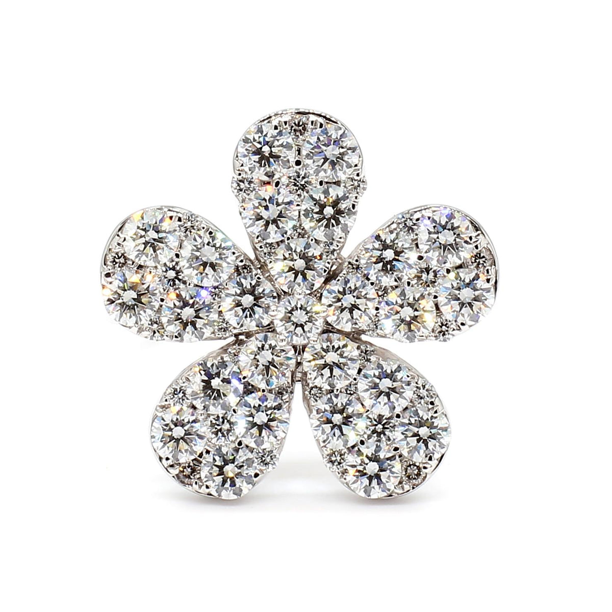 Natural White Round Diamond 2.35 Carat TW White Gold Cocktail Ring