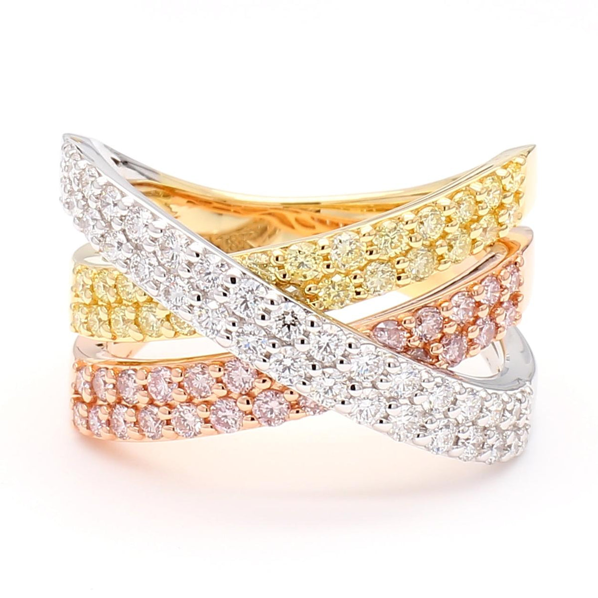 Natural Pink Round Diamond 1.26 Carat TW Gold Cocktail Ring