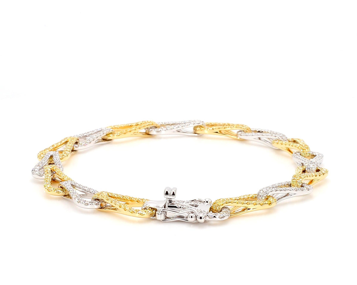 Natural Yellow Round Diamond 3.09 Carat TW Gold Bracelet