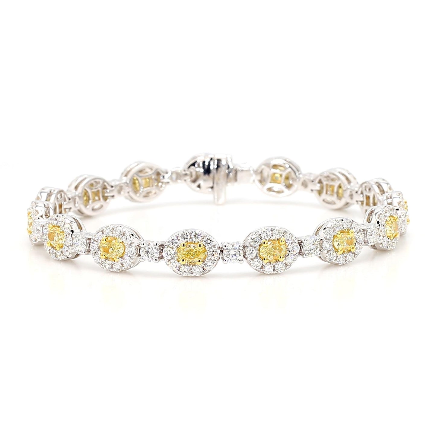 Natural Yellow Oval Diamond 7.36 Carat TW Gold Bracelet