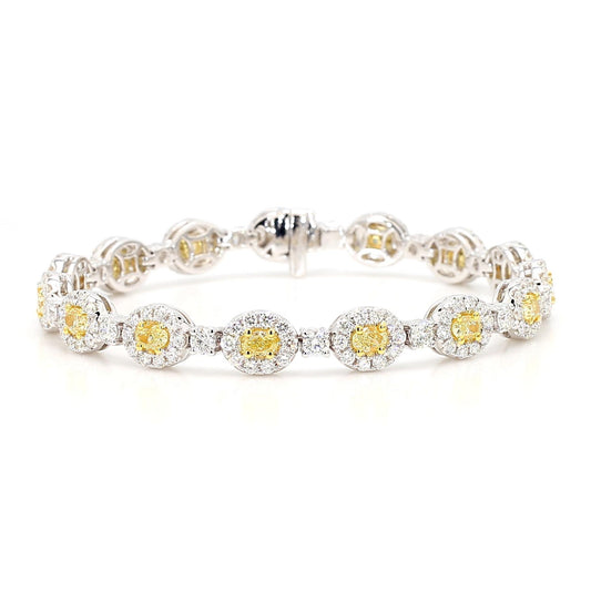 Natural Yellow Oval Diamond 7.36 Carat TW Gold Bracelet