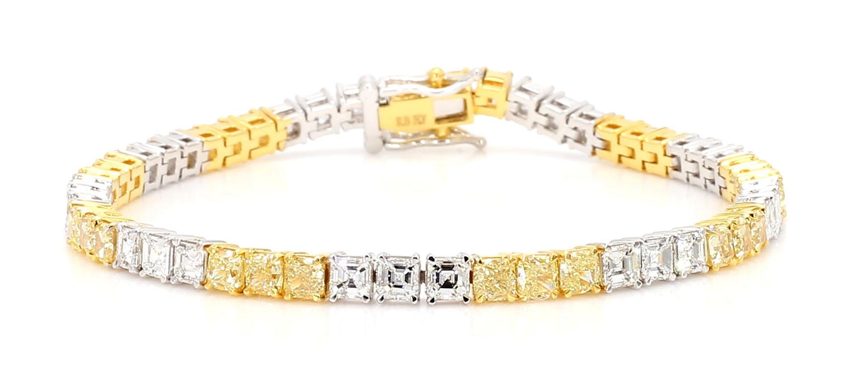Natural Yellow Cushion Diamond 9.19 Carat TW Gold Bracelet