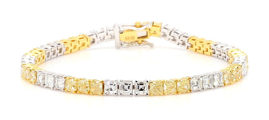 Natural Yellow Cushion Diamond 9.19 Carat TW Gold Bracelet