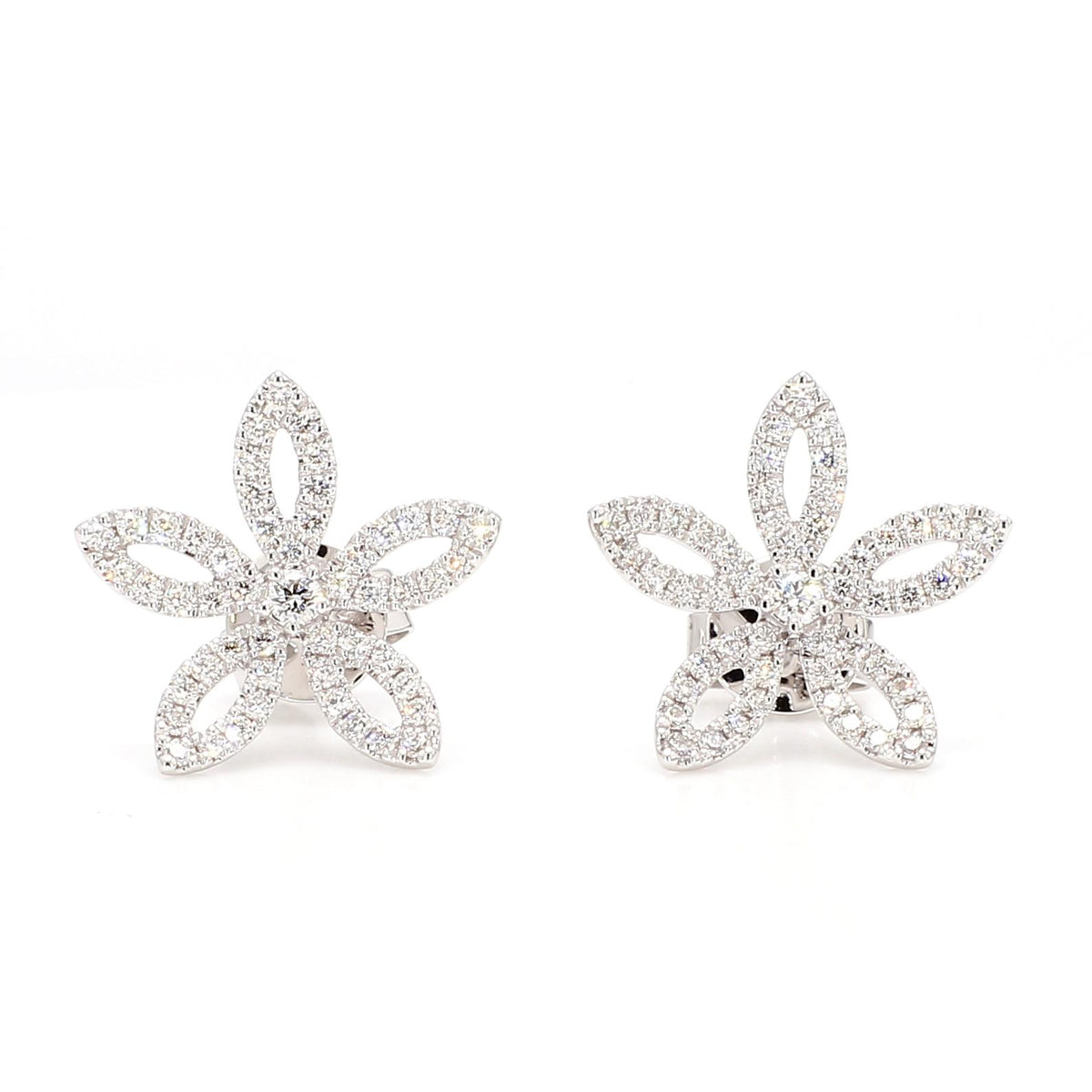 Natural White Round Diamond 0.56 Carat TW Gold Earrings
