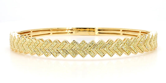 Natural Yellow Round Diamond 1.01 Carat TW Gold Bracelet