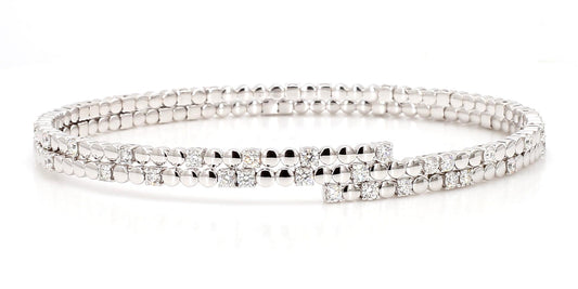Natural White Round Diamond 1.54 Carat TW Gold Bracelet