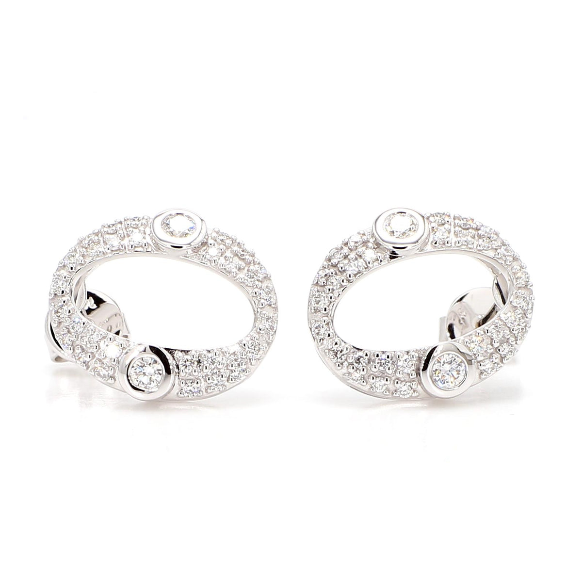 Natural White Round Diamond 0.45 Carat TW Gold Earrings