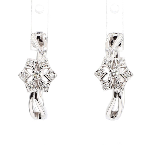 Natural White Round Diamond 0.14 Carat TW Gold Earrings