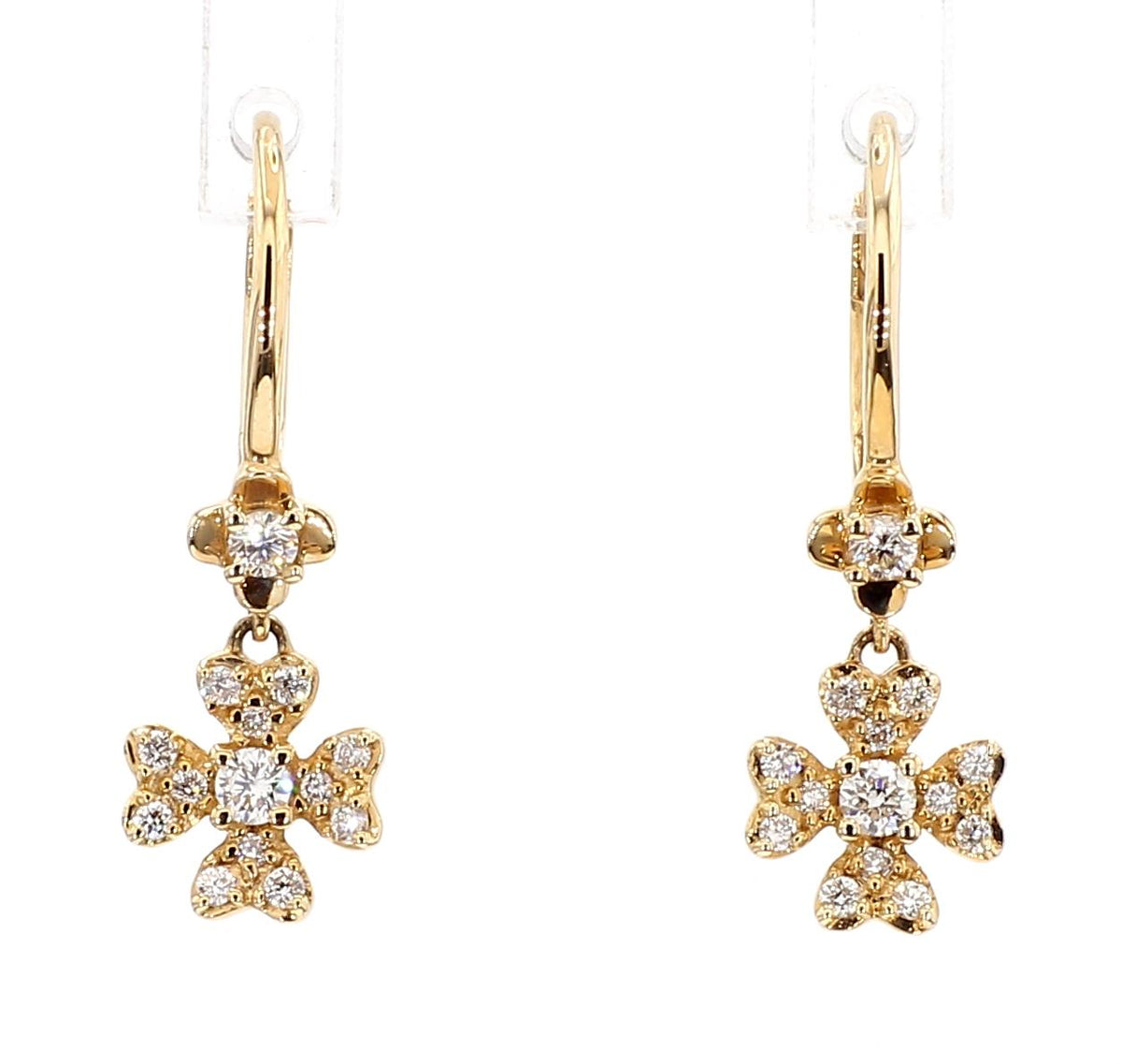 Natural White Round Diamond 0.22 Carat TW Gold Earrings