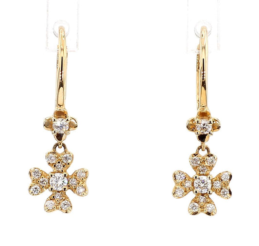 Natural White Round Diamond 0.22 Carat TW Gold Earrings
