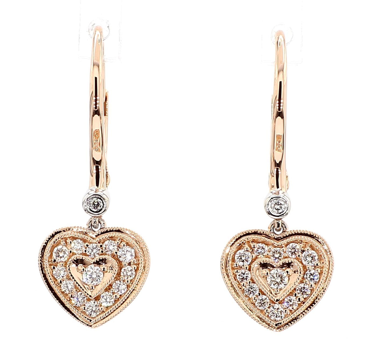 Natural White Round Diamond 0.30 Carat TW Gold Earrings