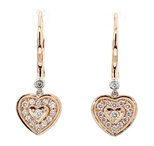 Natural White Round Diamond 0.30 Carat TW Gold Earrings