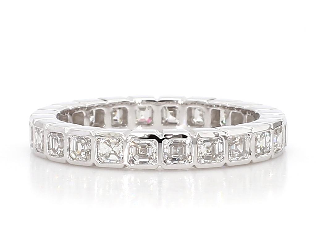 Natural White Asscher Diamond 2.14 Carat TW White Gold Wedding Band