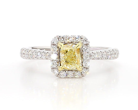 GIA Certified Natural Yellow Cushion Diamond 1.01 Carat TW Gold Cocktail Ring