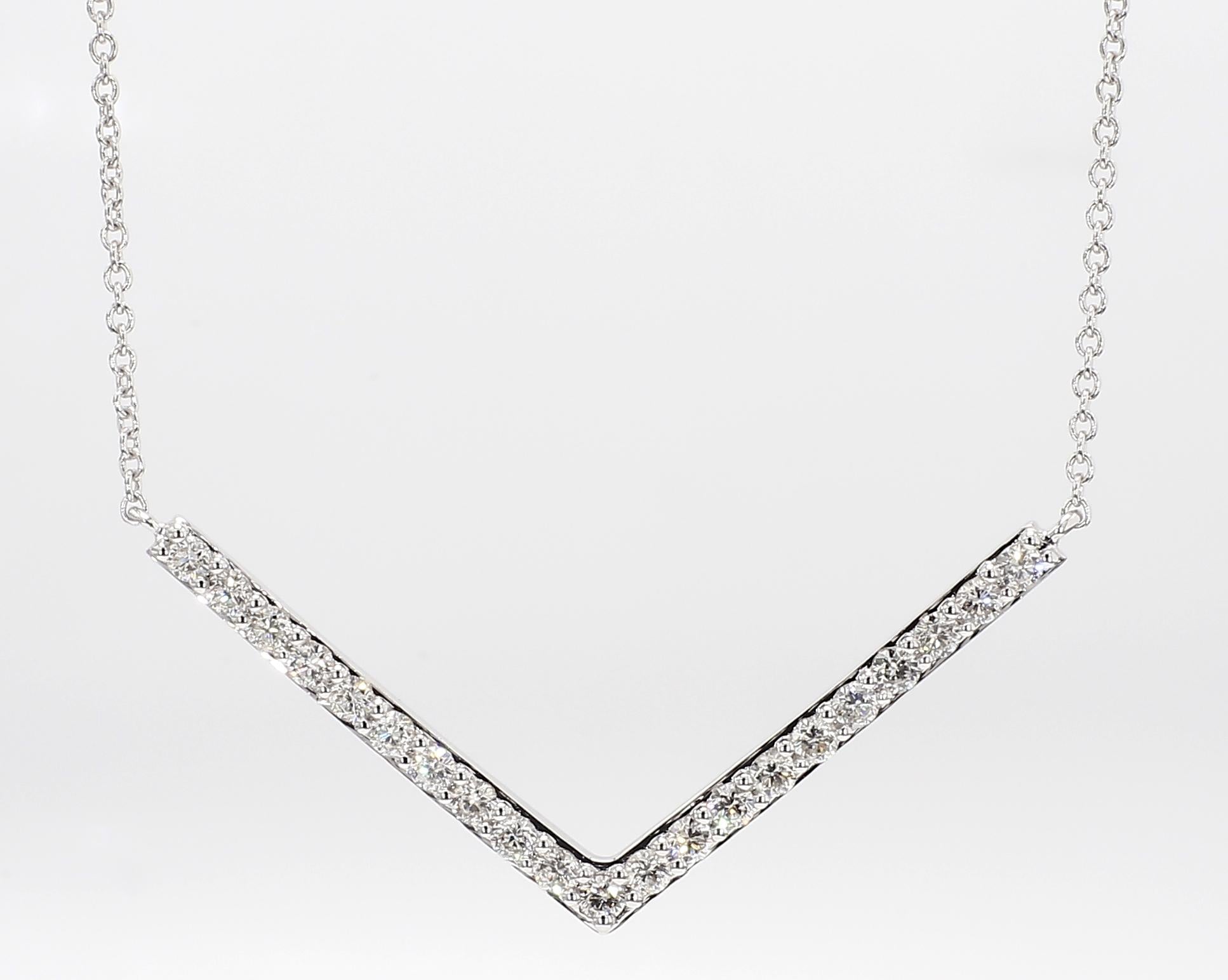 Natural White Round Diamond .56 Carat Tw White Gold Drop Necklace