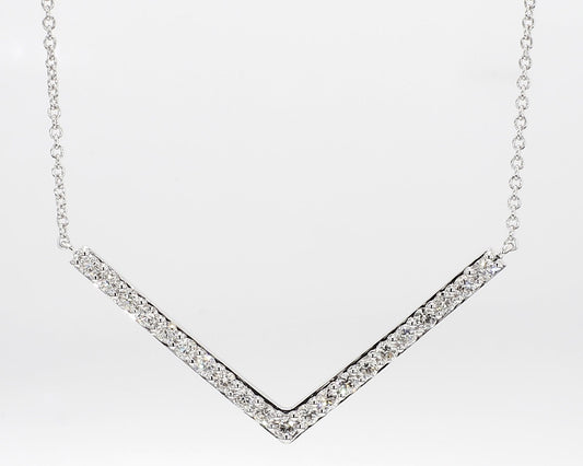 Natural White Round Diamond .56 Carat Tw White Gold Drop Necklace