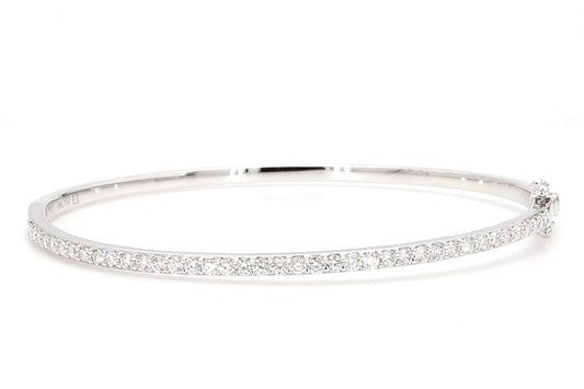 Natural White Round Diamond 1.14 Carat TW White Gold Cuff Bracelet