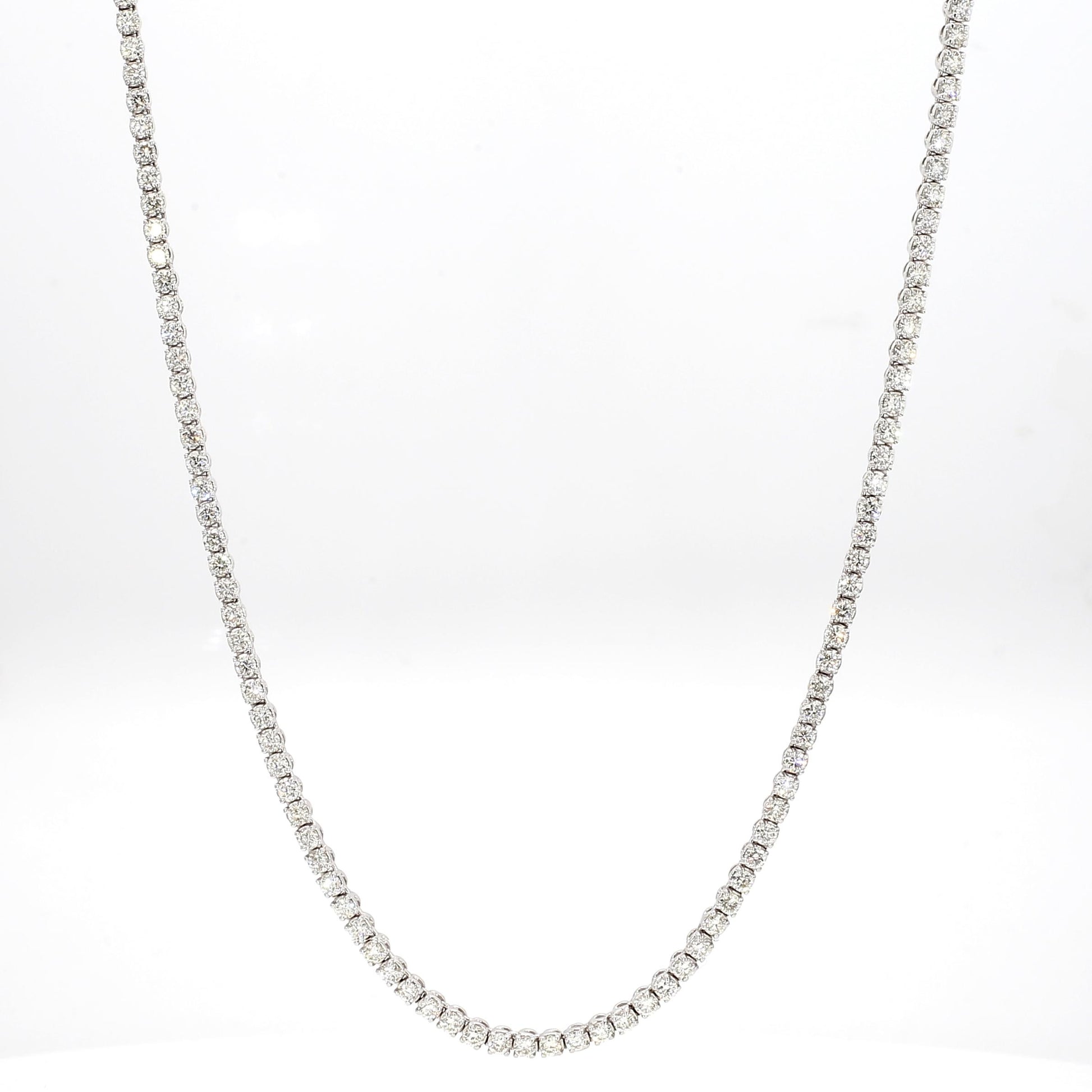 Natural White Round Diamond 5.46 Carat Tw White Gold Drop Necklace