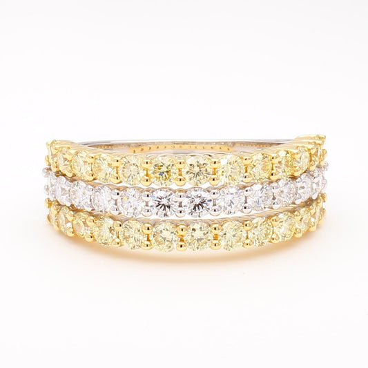 Natural Yellow Round Diamond 1.63 Carat TW Gold Band